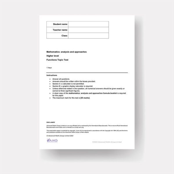 AA HL - Functions Topic Test